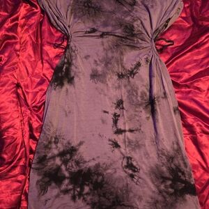 SHEIN Gray and Black Tie-Dye Mini Dress